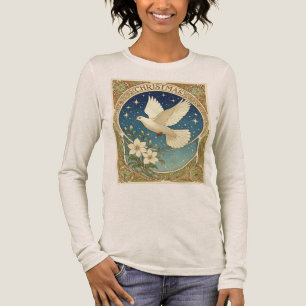 T-shirt En Tri-matière Colombe de Noël avec panneau décoratif de style vi