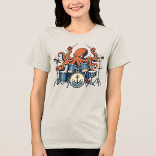 T-shirt En Tri-matière Conception de batteur pieuvre personnalisé