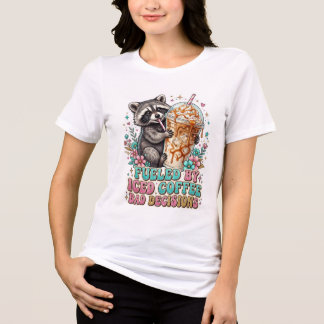 T-shirt En Tri-matière Conception de café au raton laveur mignon avec caf