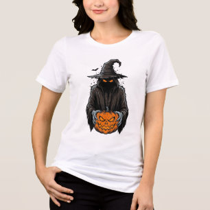 T-shirt En Tri-matière Conception de chemise de citrouille d'épouvantail 
