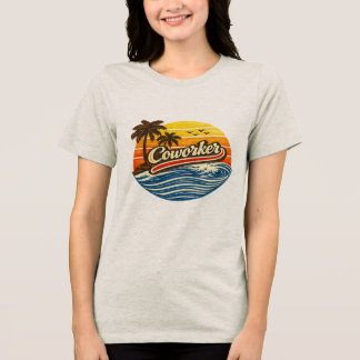 T-shirt En Tri-matière Conception de coucher de soleil rétro pour collègu