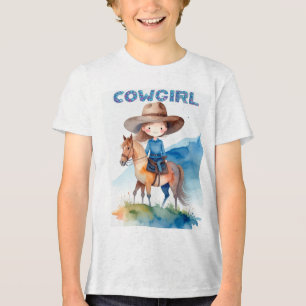 T-shirt En Tri-matière Conception de fille de cowgirl mignonne à cheval e