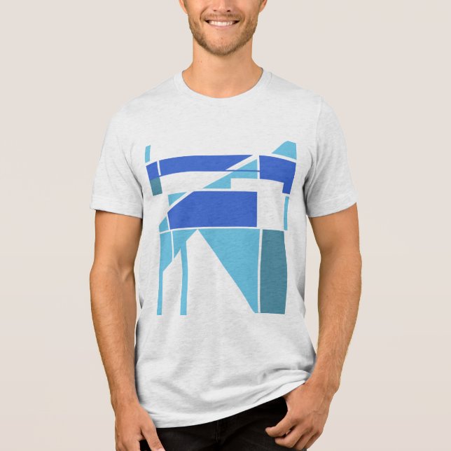 T-shirt En Tri-matière Conception de l'apparence MCM géométrique Turquois (Recto)