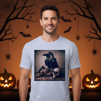 T-shirt En Tri-matière Conception de peinture de corbeau vintage Hallowee