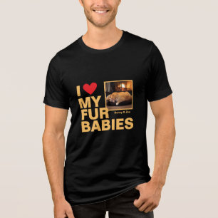 T-shirt En Tri-matière Conception photo personnalisée "I ❤️ My Fur Baby"