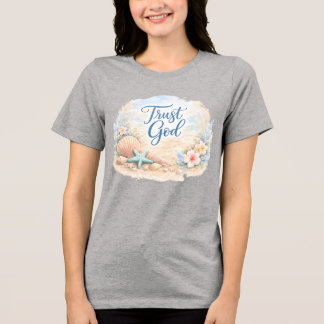 T-shirt En Tri-matière "Confiez-vous en Dieu" Aquarelle de plage côtière