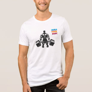T-shirt En Tri-matière "Construisez votre corps" - Gras White Homme Fitne