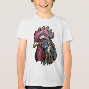 T-shirt En Tri-matière Coq Cyberpunk Art mécanique iridescent