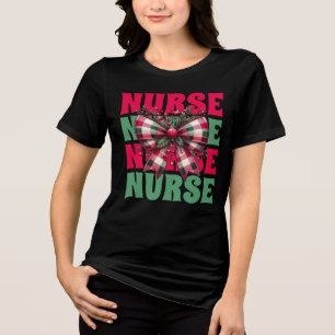 T-shirt En Tri-matière Coquette Bow, infirmière de Noël rétro
