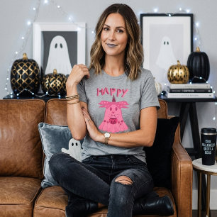 T-shirt En Tri-matière Coquette Rose Fantôme Joyeux Halloween Art Numériq