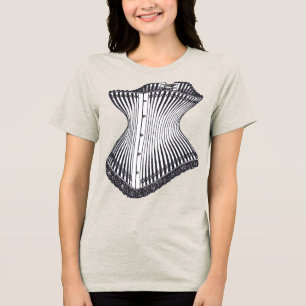 T-shirt En Tri-matière Corset Sablier Style Vintage Noir et Blanc