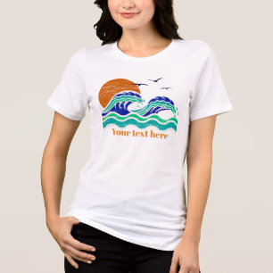 T-shirt En Tri-matière Coucher de soleil rétro et océan Je surfe sur les