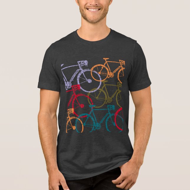 T-shirt En Tri-matière Couleur Vélos Vélos à vélo (Recto)
