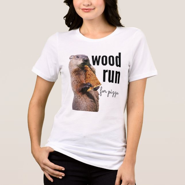 T-shirt En Tri-matière Cours de bois pour pizza (avec Woodchuck) (Recto)