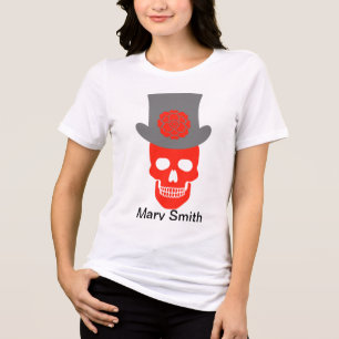 T-shirt En Tri-matière Crâne, Casquette et fleurs