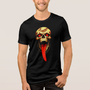 T-shirt En Tri-matière Crâne et Chaîne – Langue Rouge Gothique Audacieuse