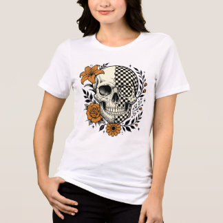 T-shirt En Tri-matière Crâne floral damier 