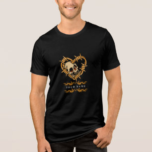T-shirt En Tri-matière Crâne personnalisé "Votre nom" en fil barbelé