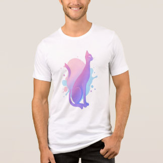 T-shirt En Tri-matière Création élégante de chat à dégradé abstrait