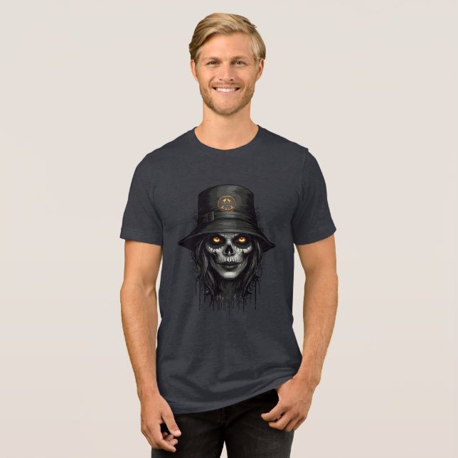 T-shirt En Tri-matière Creepy Skull Witch with Glowing Eyes (Recto plein)