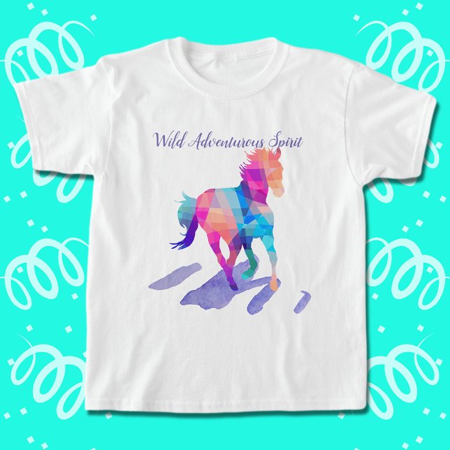 T-shirt En Tri-matière Cubisme arc-en-ciel courir Cheval sauvage (Créateur téléchargé)