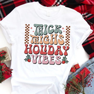 T-shirt En Tri-matière Cuisses Épaisses Vibes de Vacances de Noël Rétro