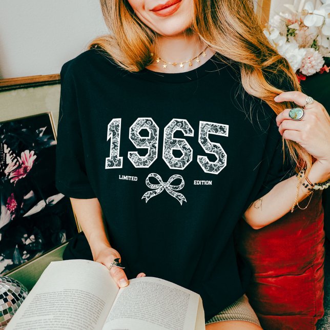 T-shirt En Tri-matière Custom 60th Birthday 1965 Lace Coquette Bow (Créateur téléchargé)
