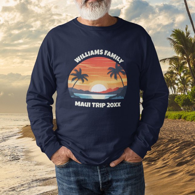 T-shirt En Tri-matière Custom Maui Trip Sunrise Palm Trees Long Sleeve (Créateur téléchargé)