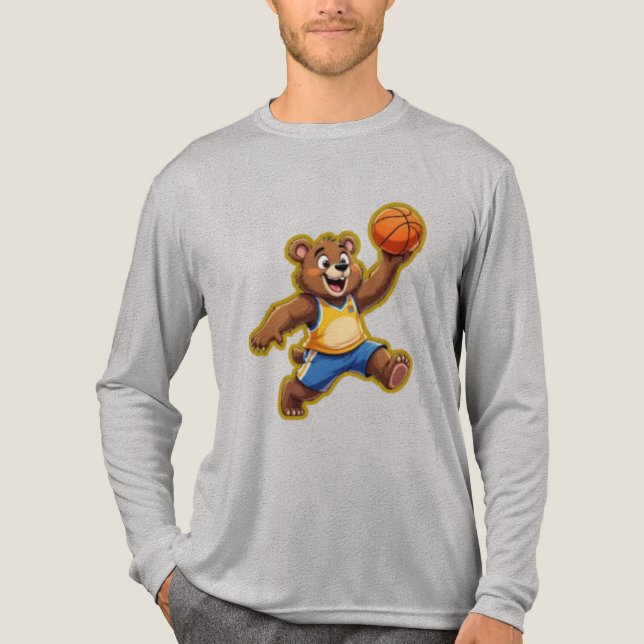 T-shirt En Tri-matière Cute 3D Teddy Bear Playing Basketball – Adorable S (Recto)