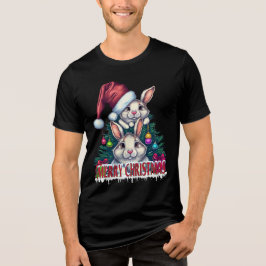 T-shirt En Tri-matière Cute Bunny Merry Christmas – Holiday Rabbit