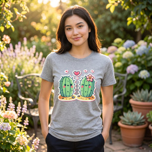 T-shirt En Tri-matière Cute Cactus Couple Design