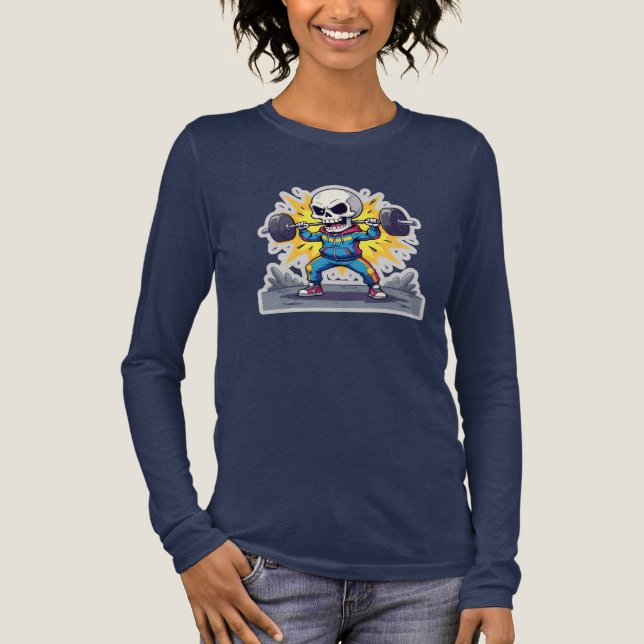 T-shirt En Tri-matière “Cute Cartoon Skeleton Weightlifter • Funny Gym Ba (Recto)
