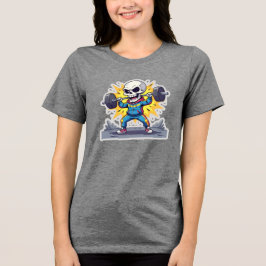 T-shirt En Tri-matière “Cute Cartoon Skeleton Weightlifter • Funny Gym Ba
