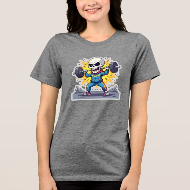 T-shirt En Tri-matière “Cute Cartoon Skeleton Weightlifter • Funny Gym Ba (Recto)