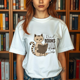 T-shirt En Tri-matière Cute Cat Lire un livre