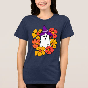 T-shirt En Tri-matière Cute couronne de fleurs de fantôme d'Halloween