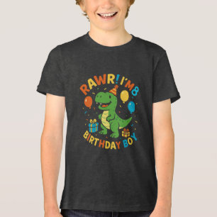 T-shirt En Tri-matière Cute Dinosaur 8e anniversaire garçon