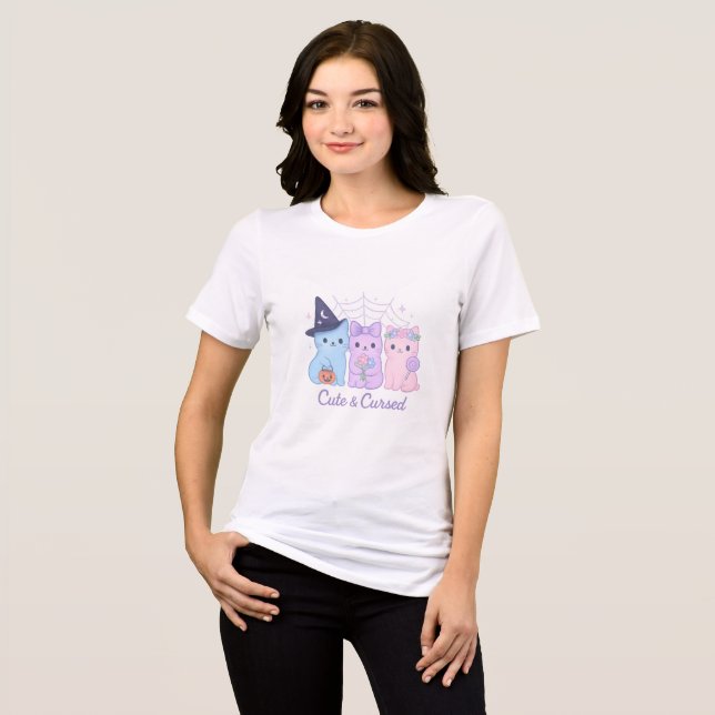 T-shirt En Tri-matière Cute et maudit Pastel Halloween Chats (Recto plein)