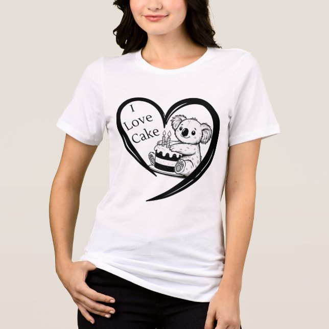 T-shirt En Tri-matière Cute Koala Anniversaire Gâteau Amour (Recto)