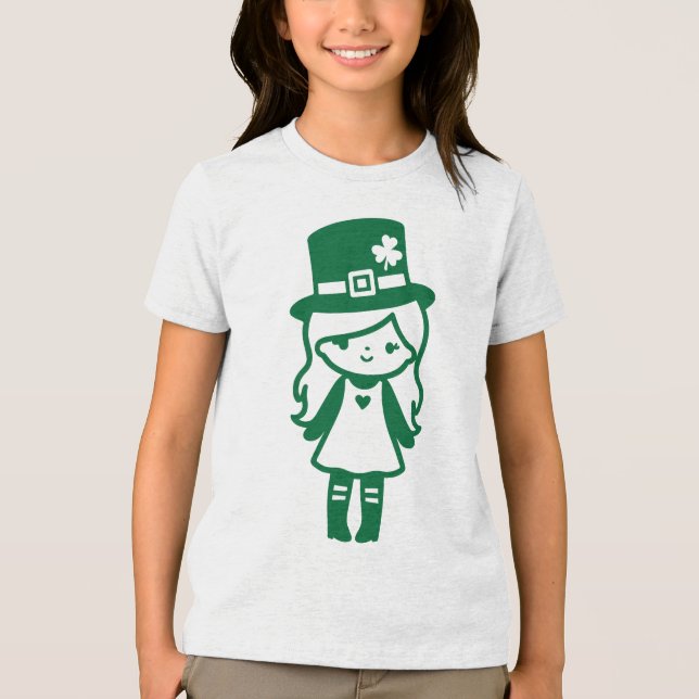 T-shirt En Tri-matière Cute Leprechaun Fille Saint Patrick (Recto)
