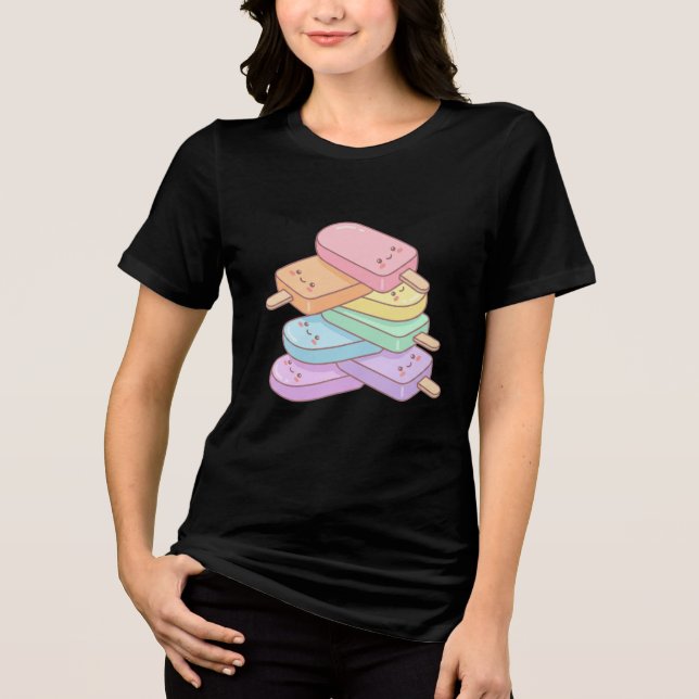 T-shirt En Tri-matière Cute Popsicle Stack Design (Recto)
