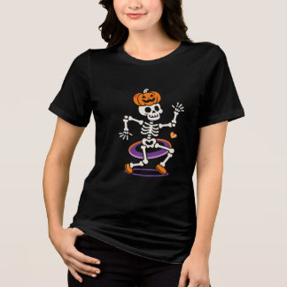 T-shirt En Tri-matière Dancing Citrouille Skeleton Funny Halloween T femm