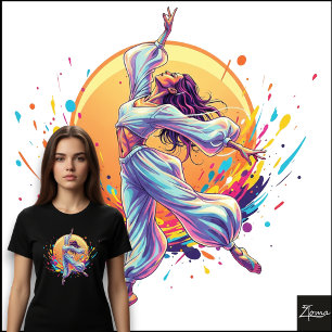 T-shirt En Tri-matière Danseuse Flottante Abstraite aux Vêtements Néon Fl