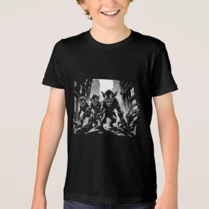 T-shirt En Tri-matière Démons Gobelins Ville Abandonnée Style BD Rétro NB