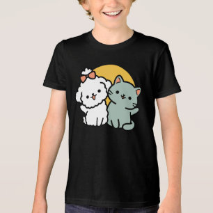 T-shirt En Tri-matière Des amis vrais pour toujours   Cute Cat & Chien Du