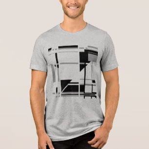 T-shirt En Tri-matière Design Abstrait en Labyrinthe gris noir MCM