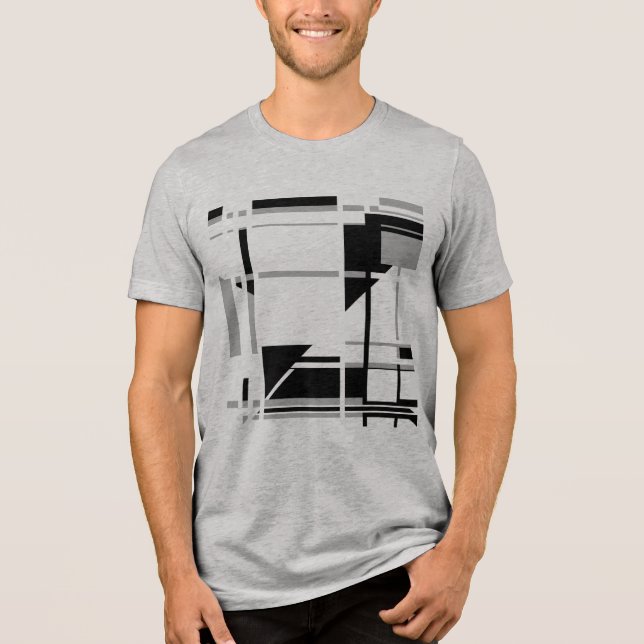 T-shirt En Tri-matière Design Abstrait en Labyrinthe gris noir MCM (Recto)