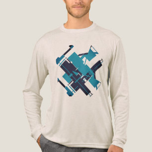T-shirt En Tri-matière Design d'art Abstrait diagonal turquoise Blue Navy