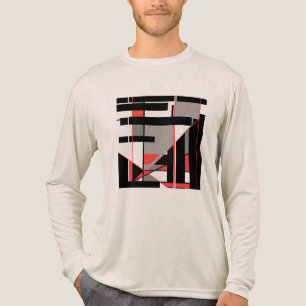 T-shirt En Tri-matière Design d'art géométrique en MCM gris-noir rouge