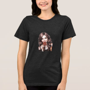 T-shirt En Tri-matière Dessiner la plus belle fille mangeant du chocolat